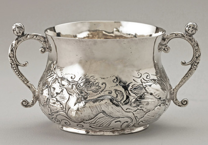 Charles II (Carolean) Restoration Period Silver Porringer - Ralph Leeke